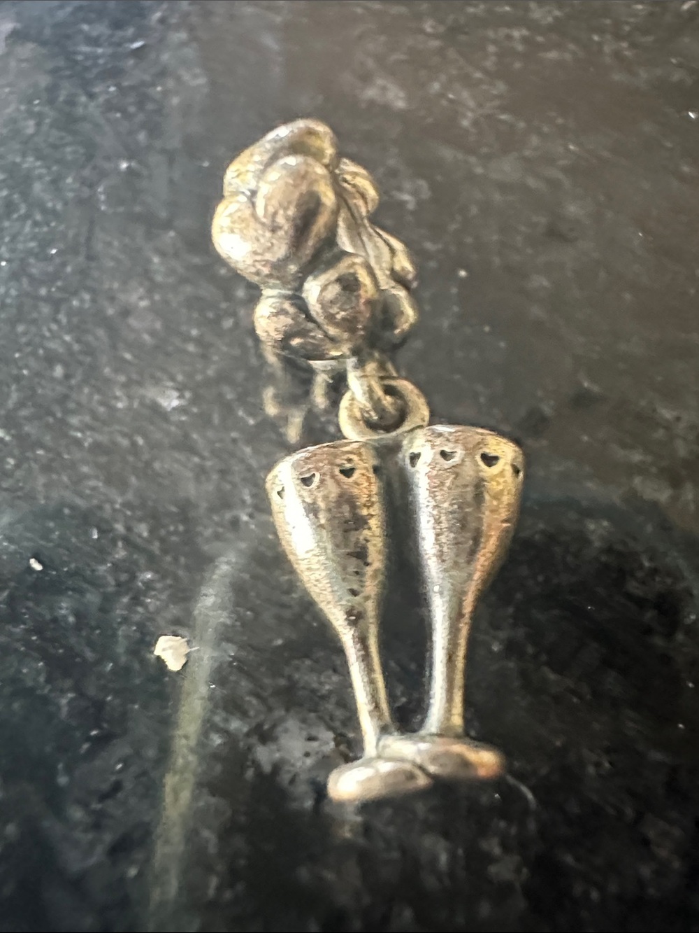 Authentic Pandora Sterling Silver Hearts & Two Champagne Glasses Dangle …